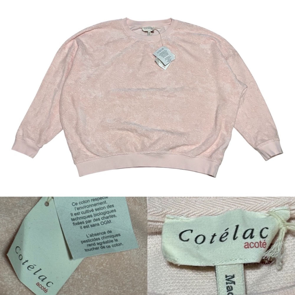 NWT Cotélac Terry Cloth Long Sleeve Sweatshirt Women’s Size 0 In Rose / Pink